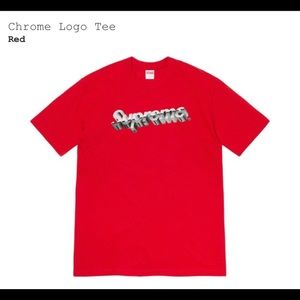 Supreme red chrome logo tee size small